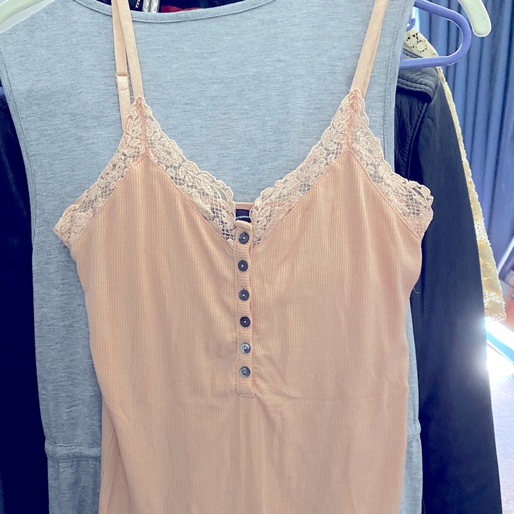 Small Moda International dusty peachy pink camisole/tank with adjustable straps